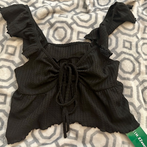 SHEIN EZwear Ruffle Trim Knot Front Peplum Top Small NWT - Picture 3 of 5